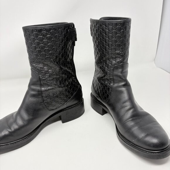 Gucci Microguccissima Leather Ankle Boots Black Size 37.5 / 7.5 - Picture 3 of 13